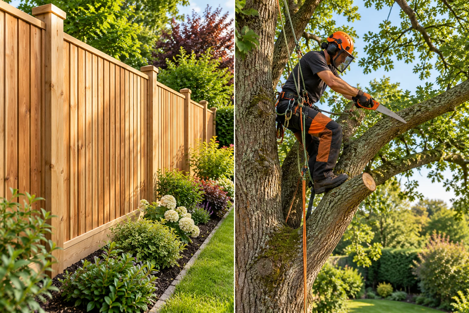 Timber garden fencing and tree-surgery work